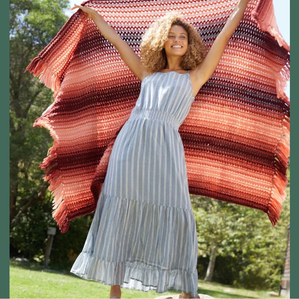 Toad&Co Airbrush Maxi Dress Blue Stripe